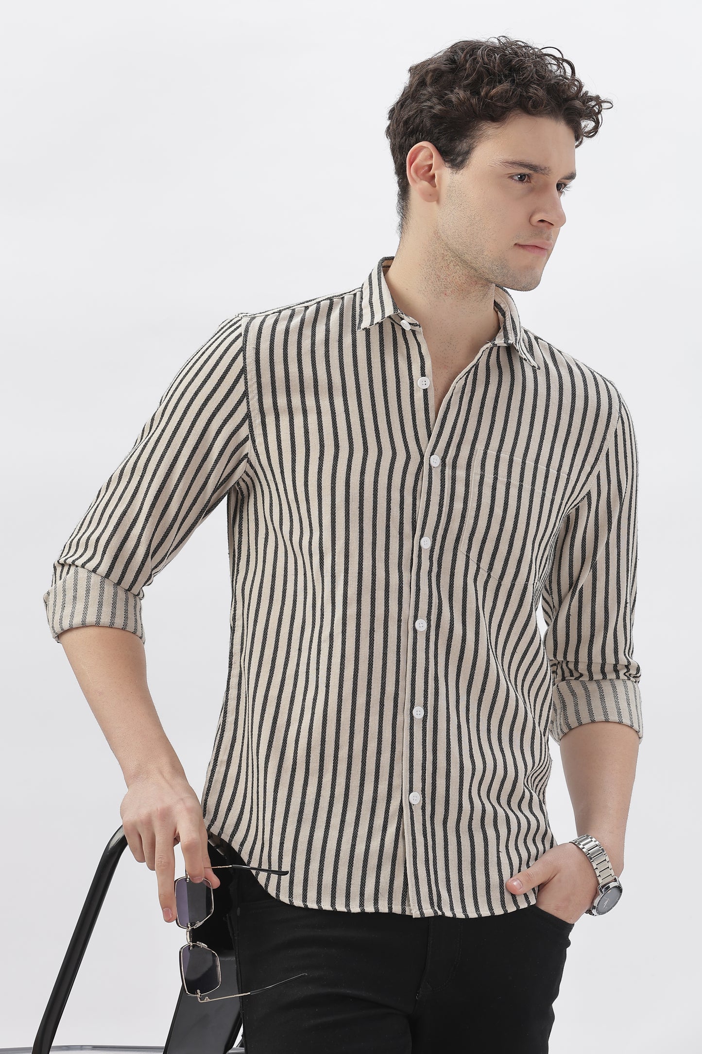 Cream-Toned Back Stripe Shirt