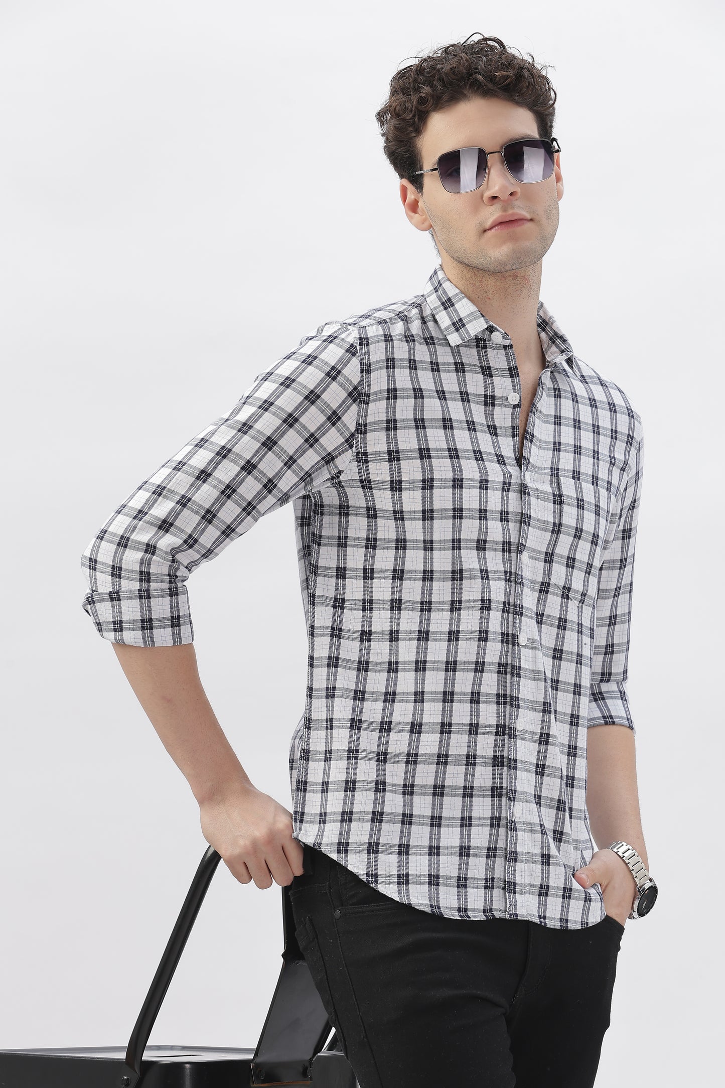 Monochrome Box Check Shirt
