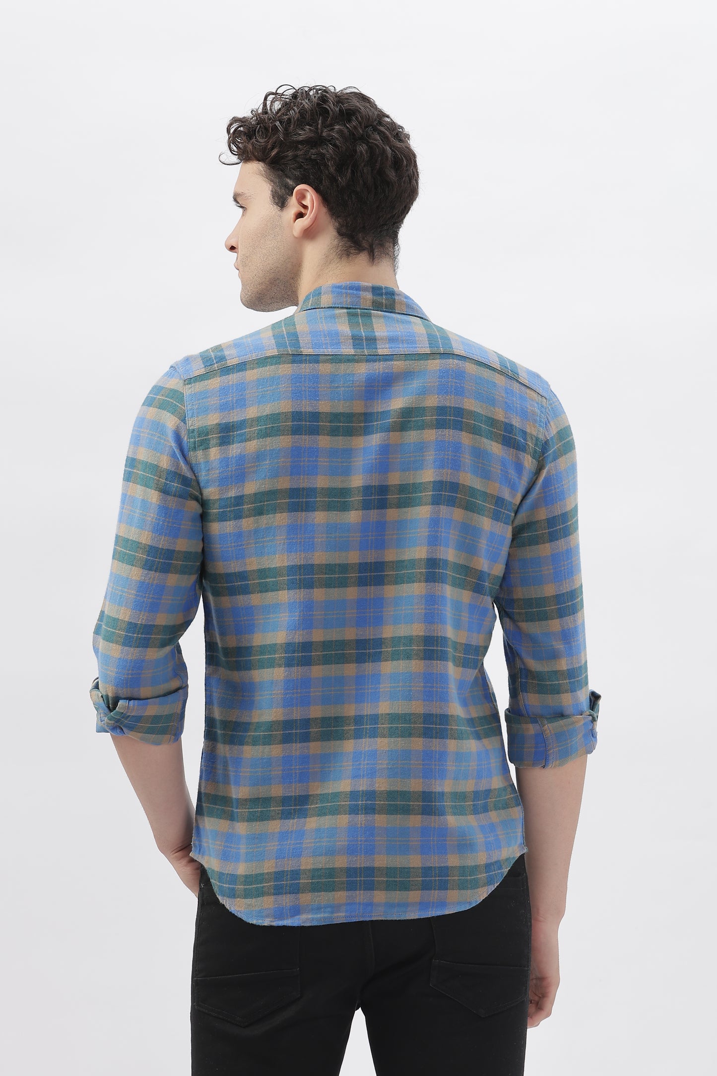 Rugged Blue Flannel Checked Shirt