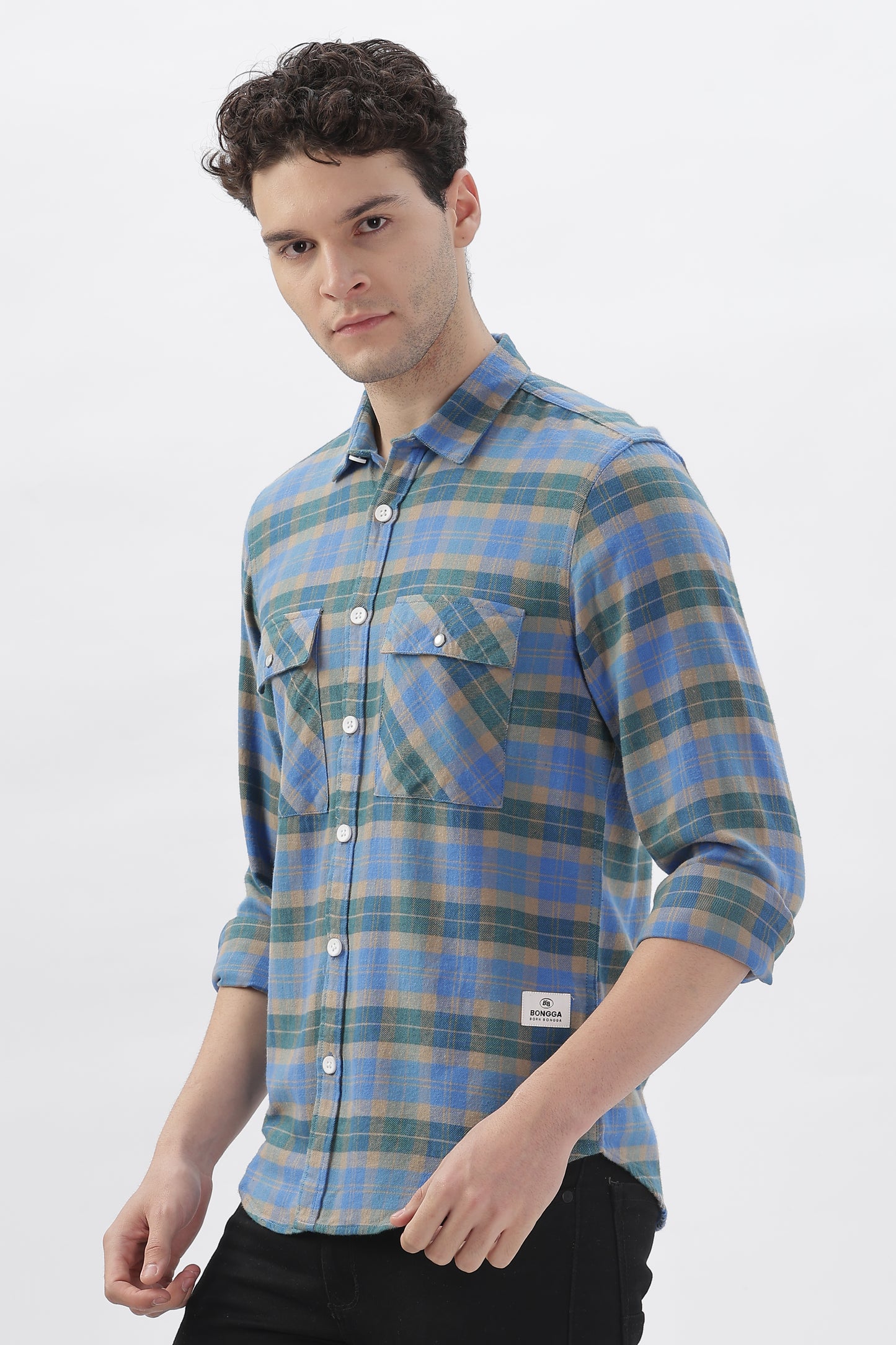 Rugged Blue Flannel Checked Shirt