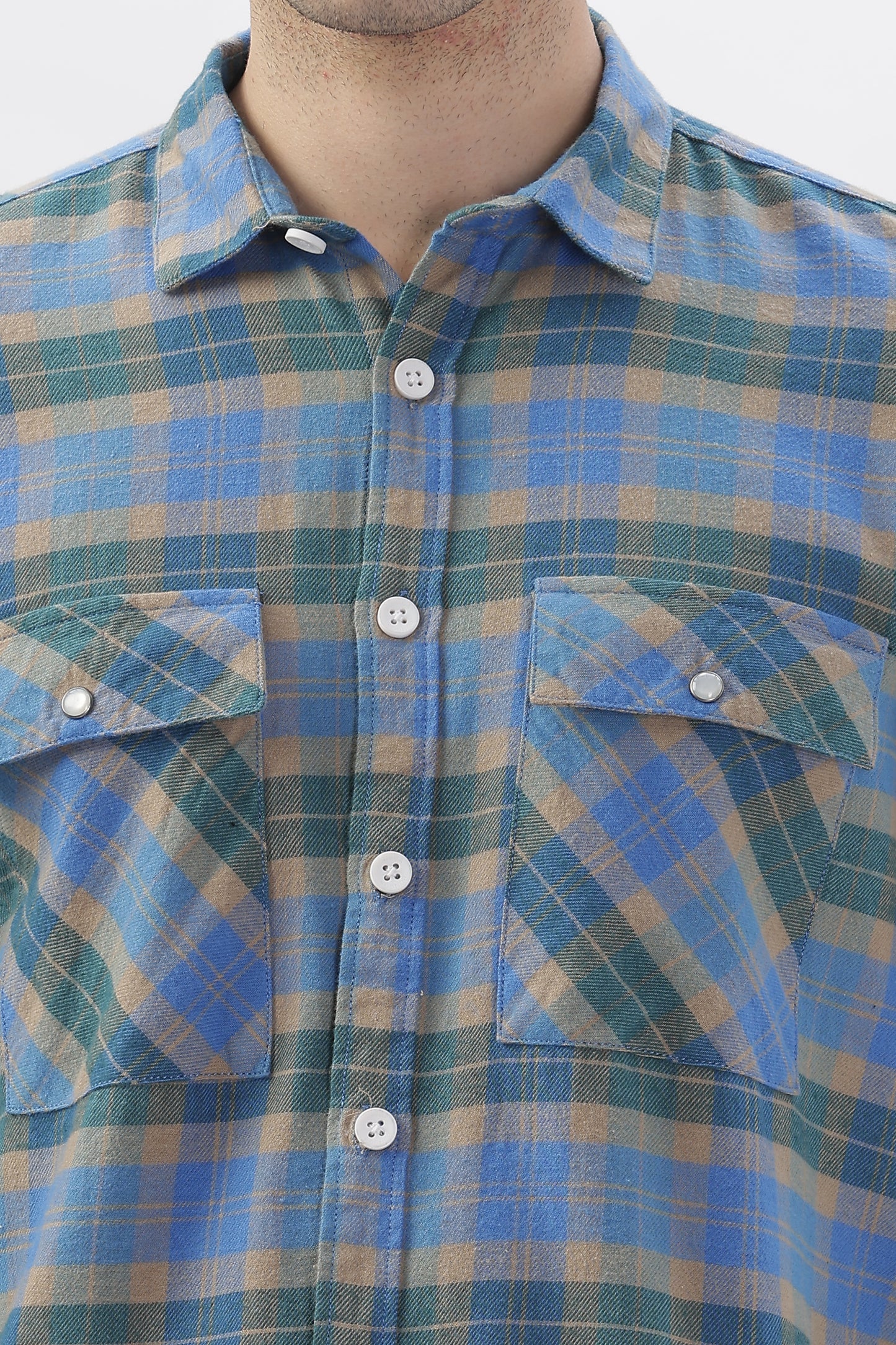 Rugged Blue Flannel Checked Shirt