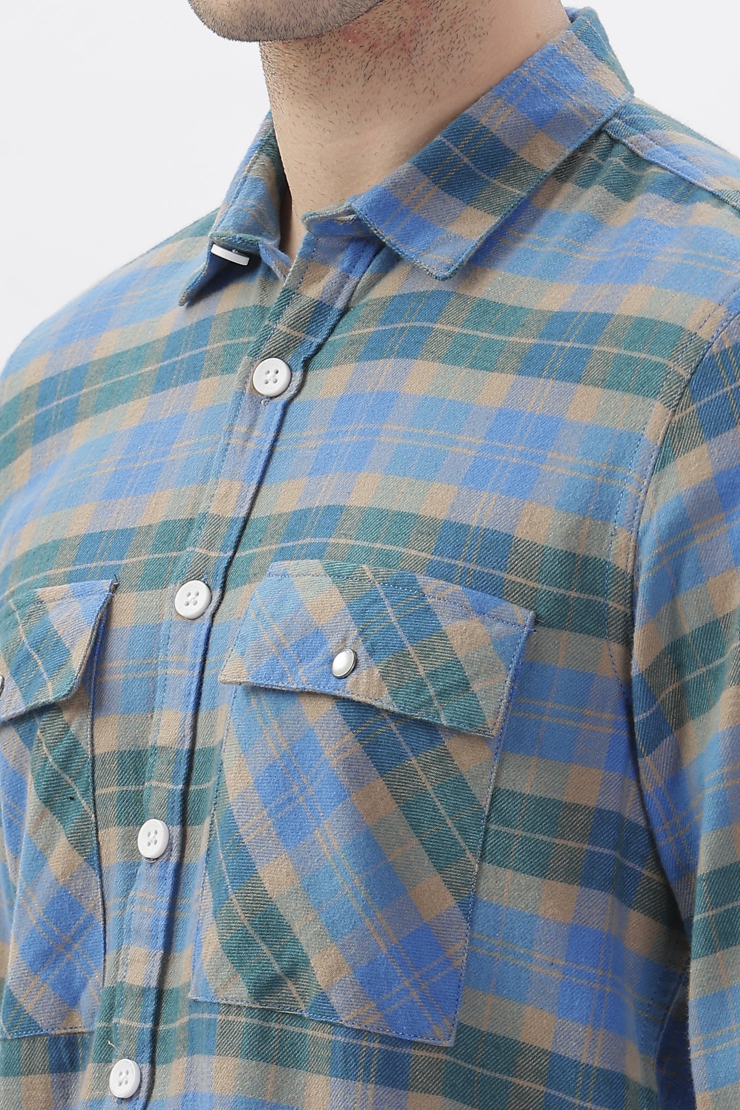 Rugged Blue Flannel Checked Shirt