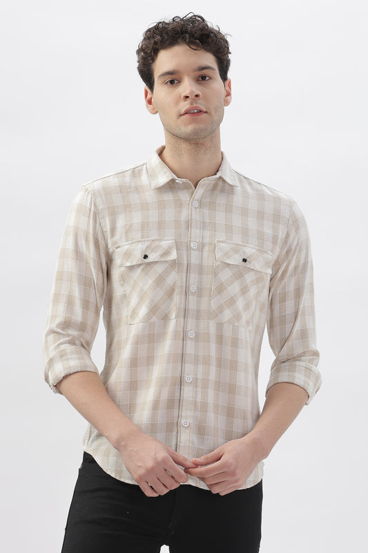 Rugged Cream Checked Shirt