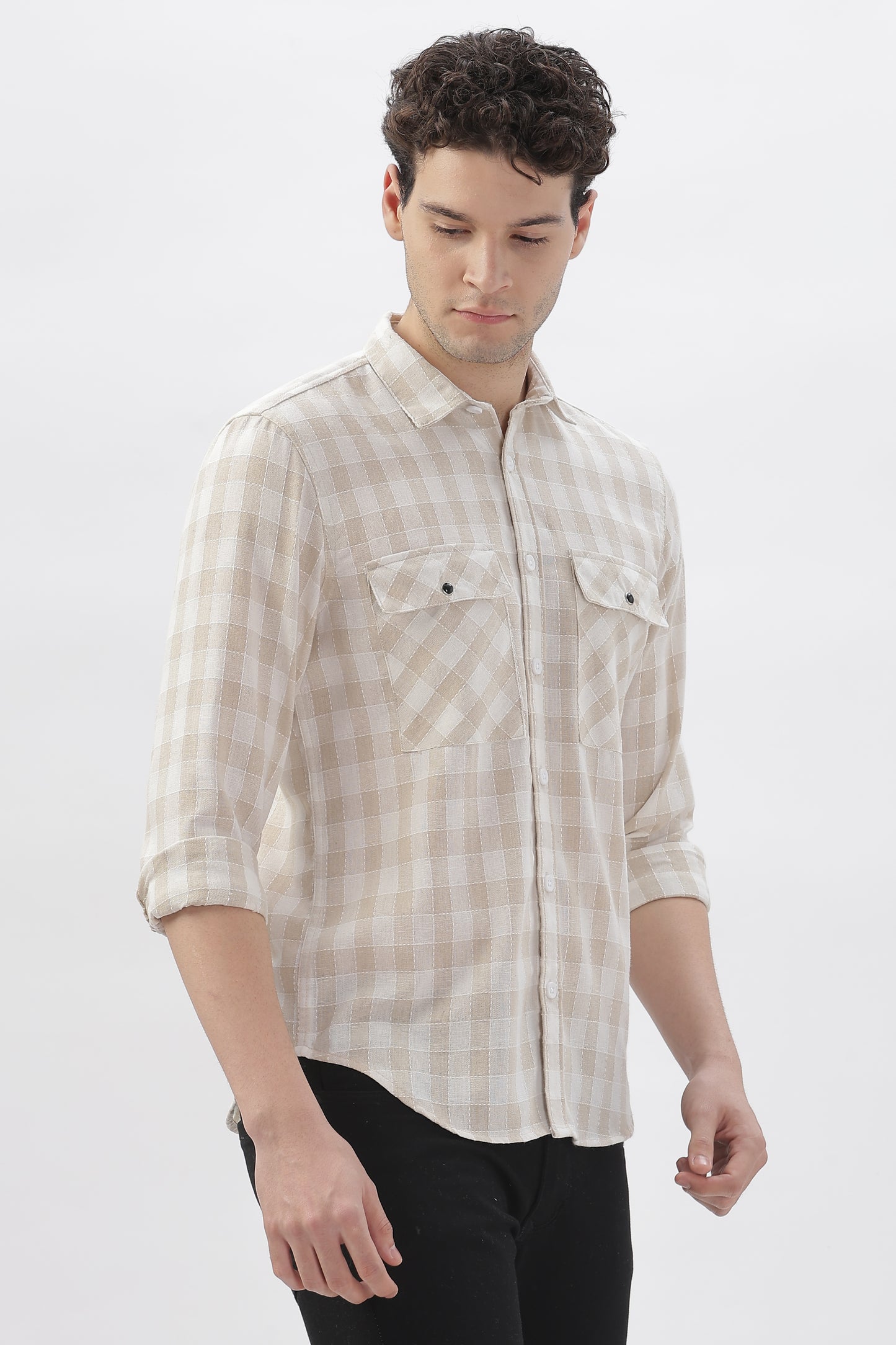 Rugged Cream Checked Shirt
