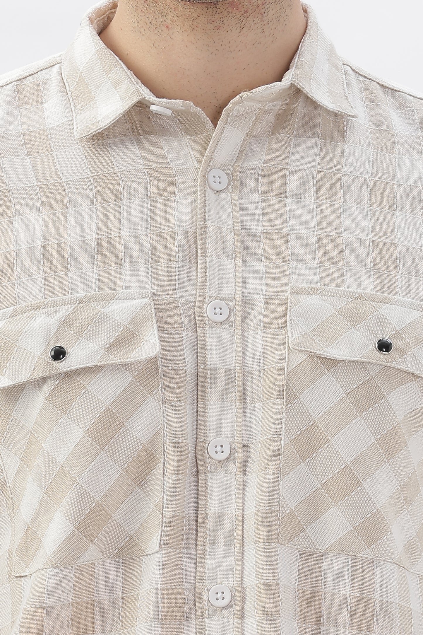 Rugged Cream Checked Shirt