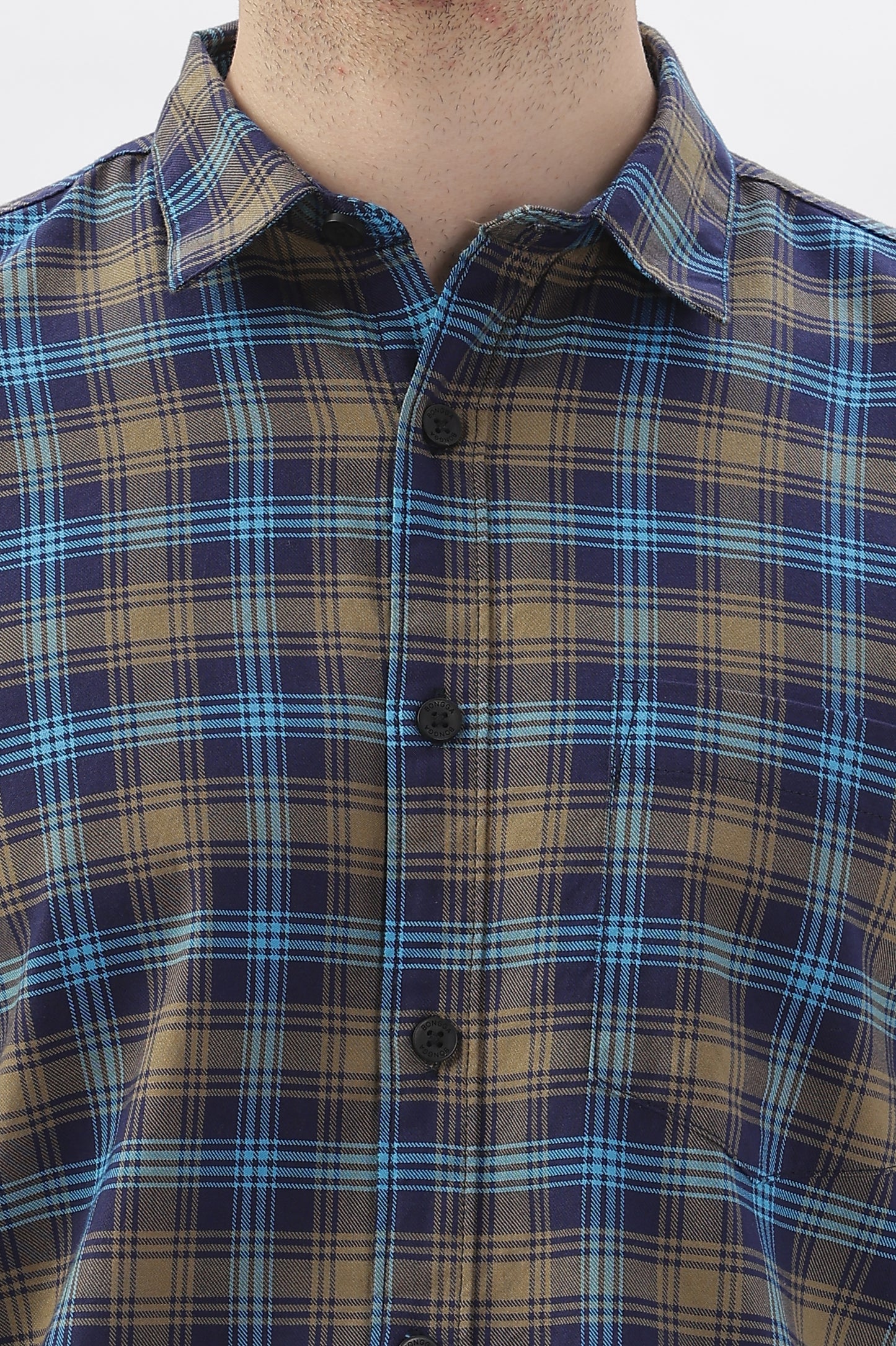 Blue & Gray Checked Plaid Shirt