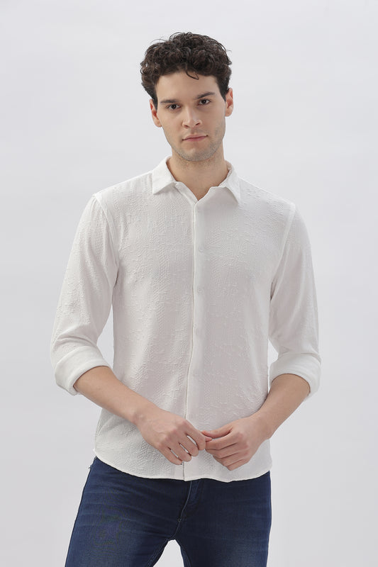 White Blossom Embroidery Shirt