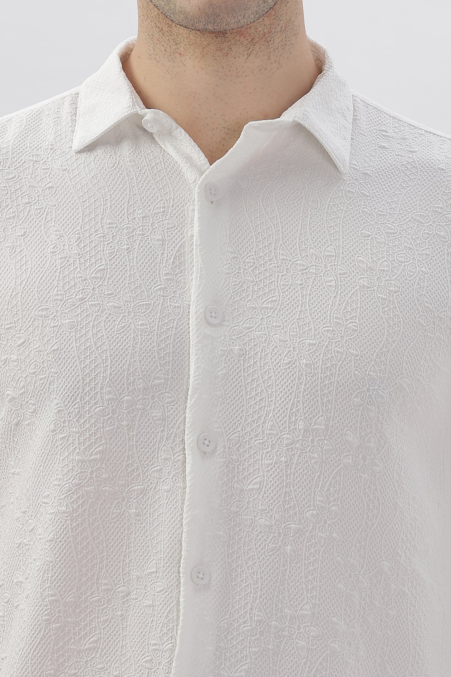 White Blossom Embroidery Shirt