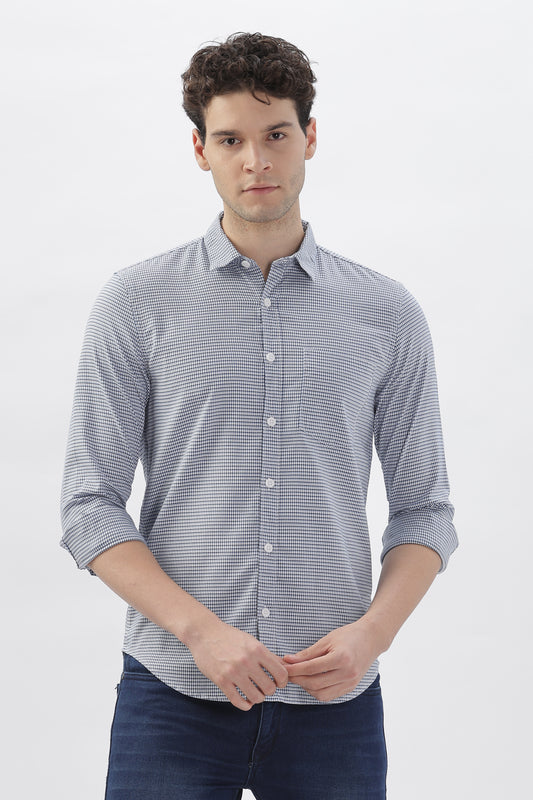 Small Box Plaid Shirt in Deep Blue