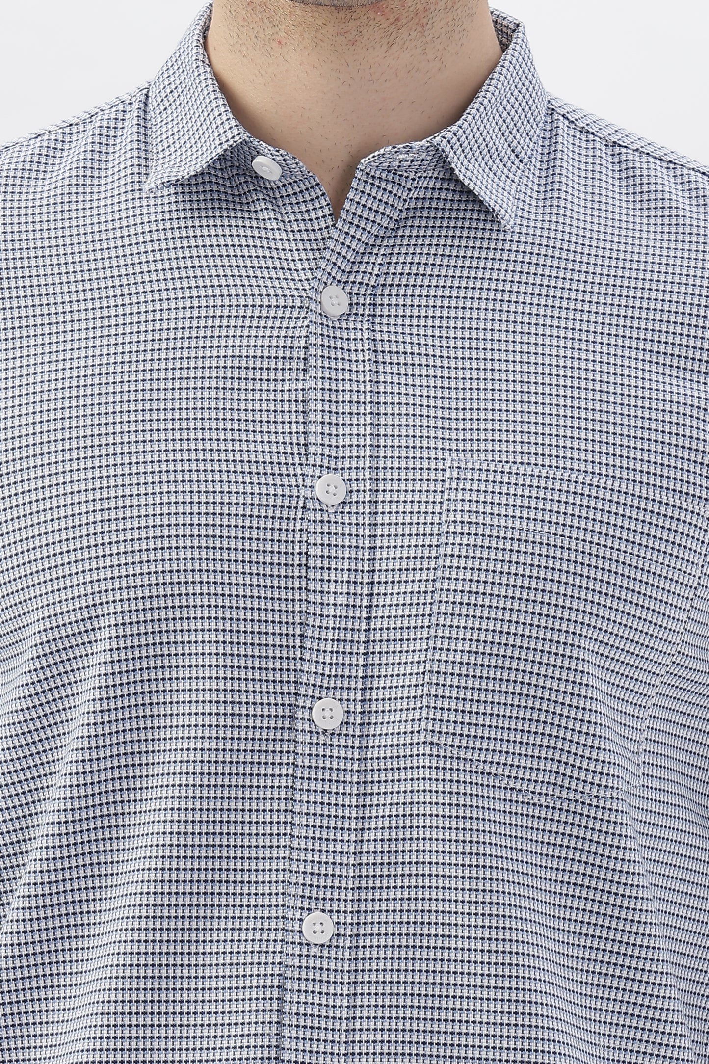 Small Box Plaid Shirt in Deep Blue
