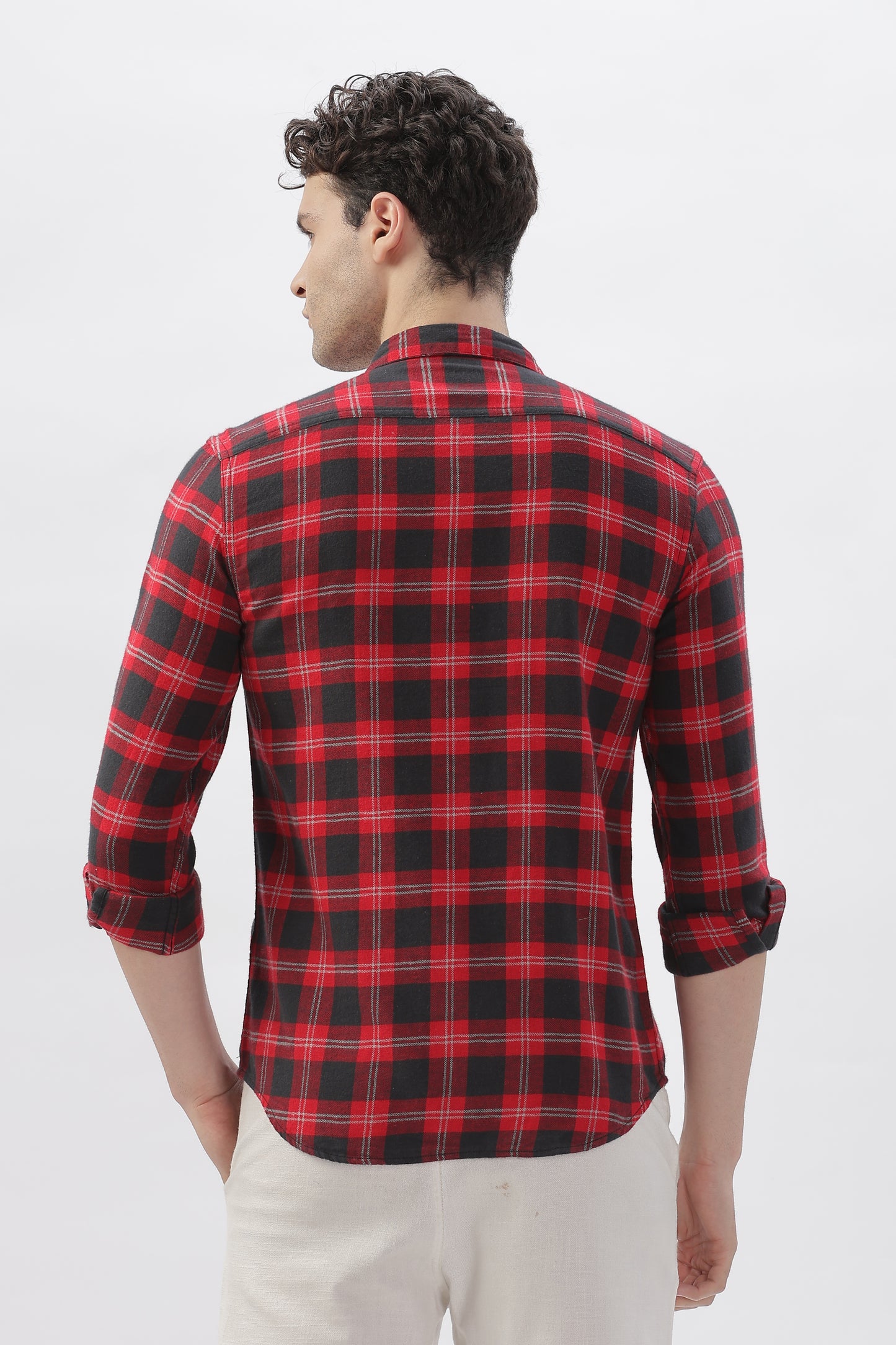 Double Pocket Red Checkered Shirt