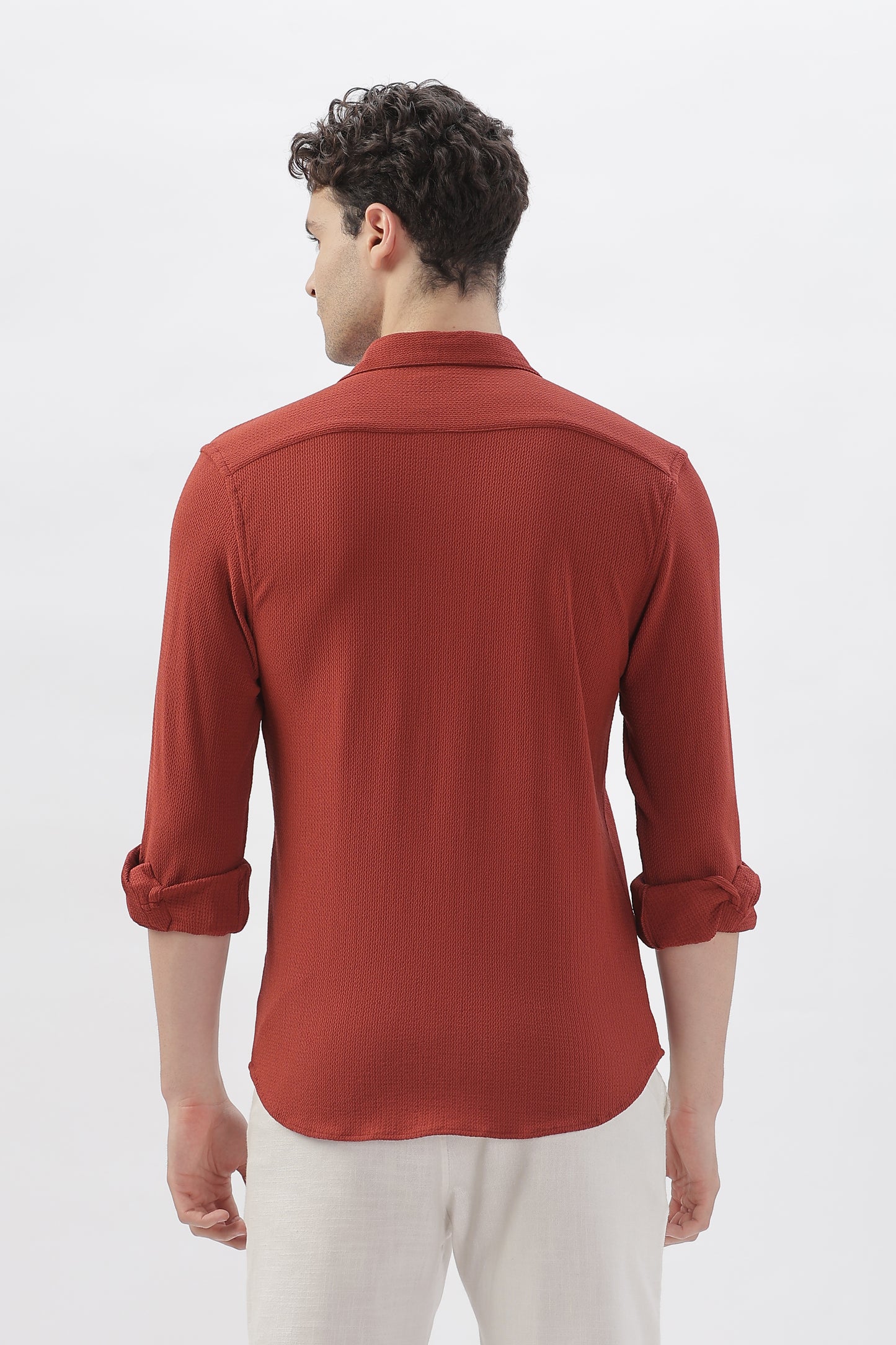 Reddish-Orange Stretchable Shirt