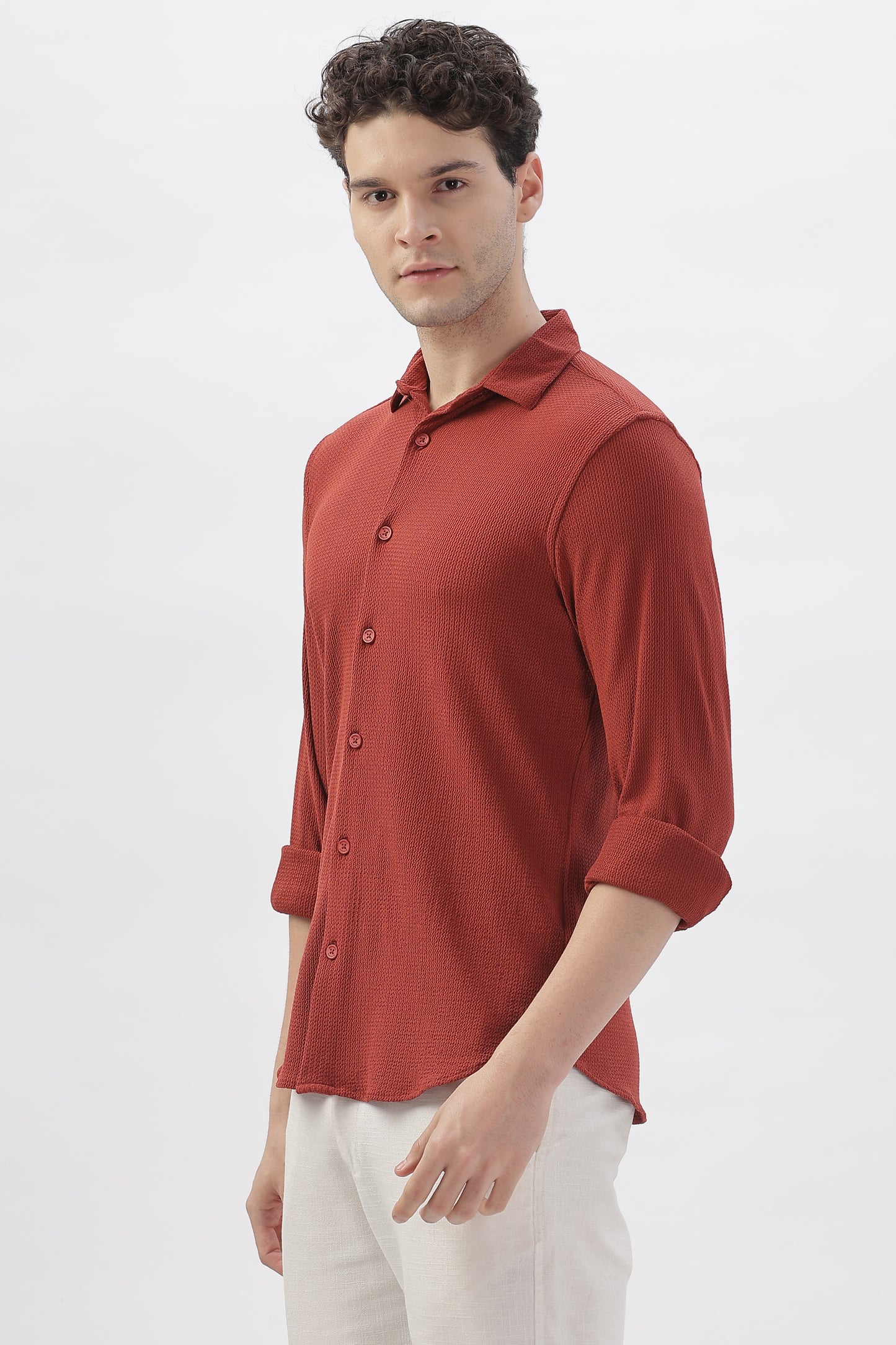 Reddish-Orange Stretchable Shirt