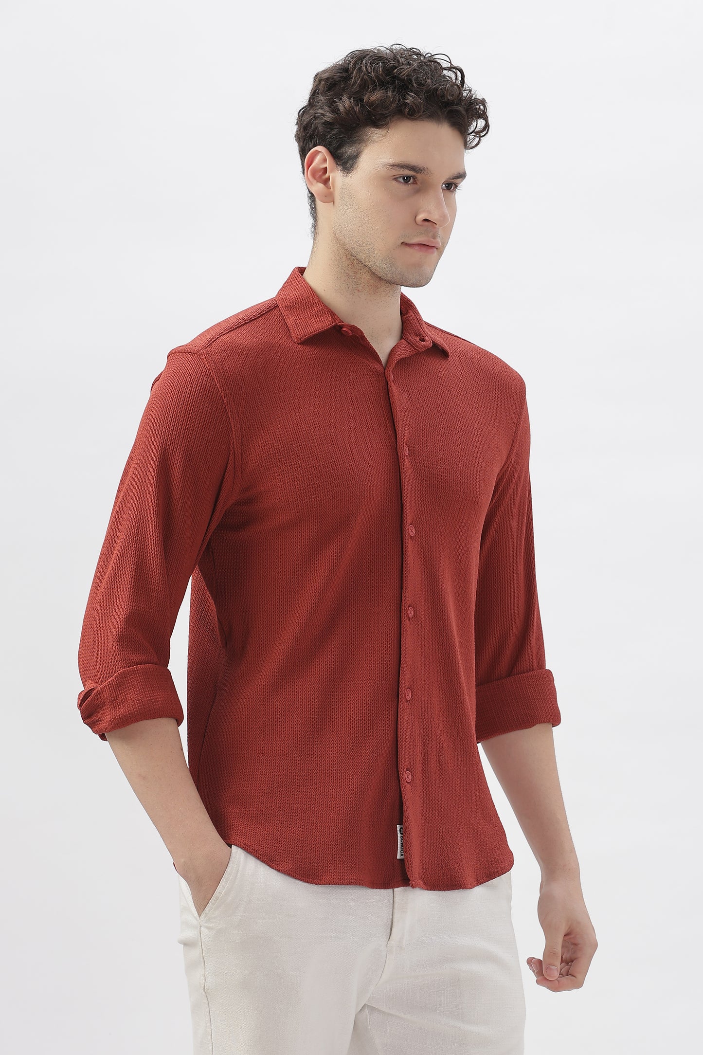 Reddish-Orange Stretchable Shirt