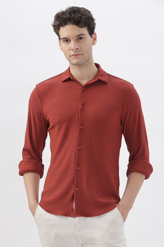 Reddish-Orange Stretchable Shirt