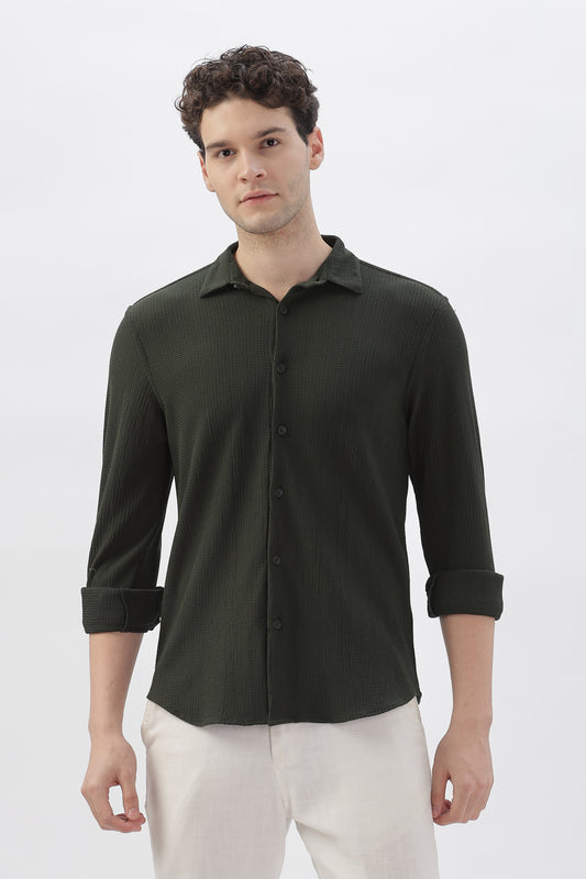 Olive Green Stretch Shirt