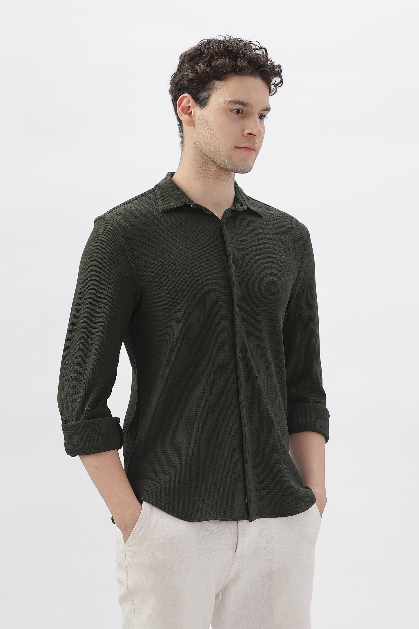 Olive Green Stretch Shirt
