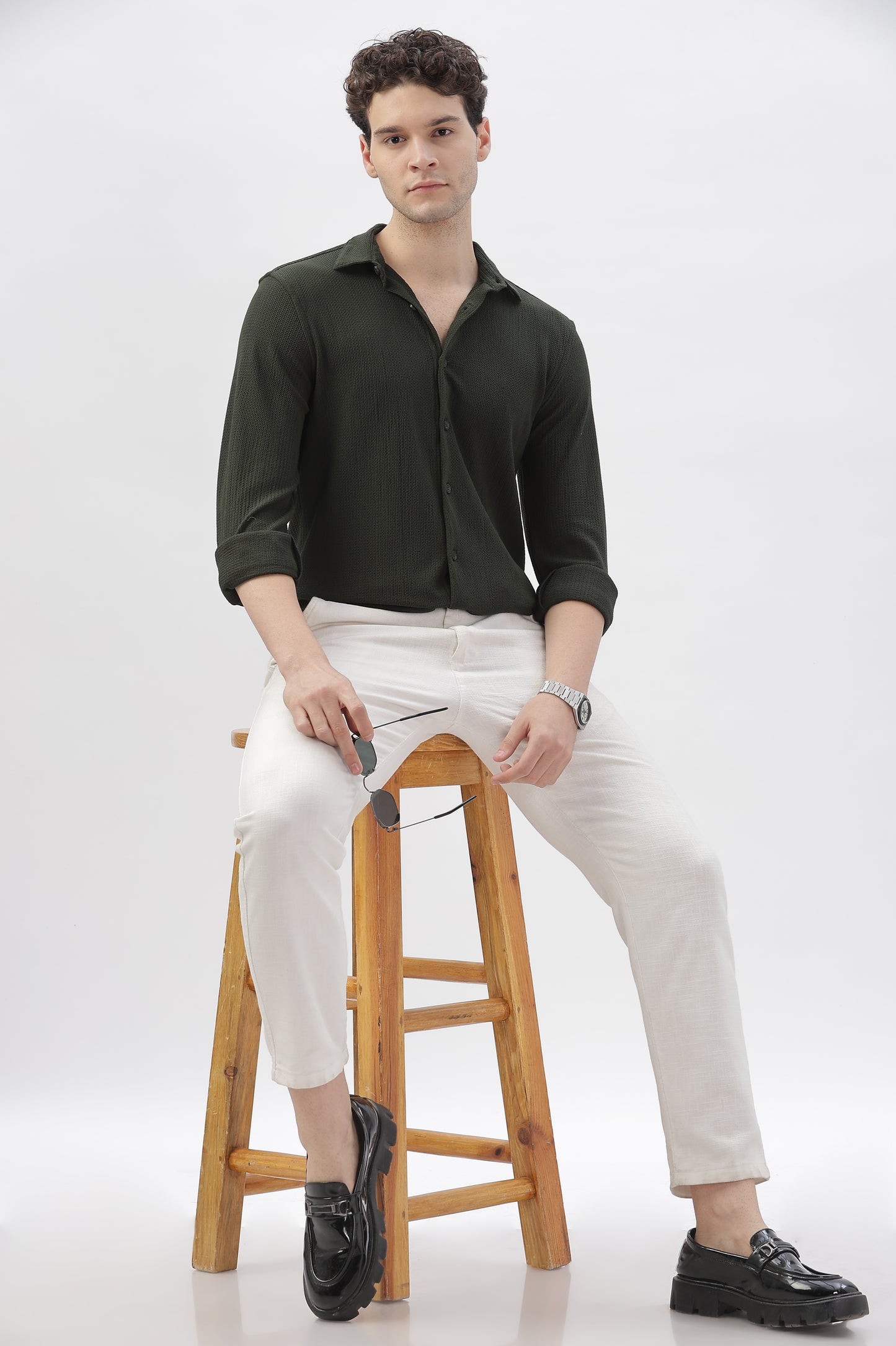 Olive Green Stretch Shirt