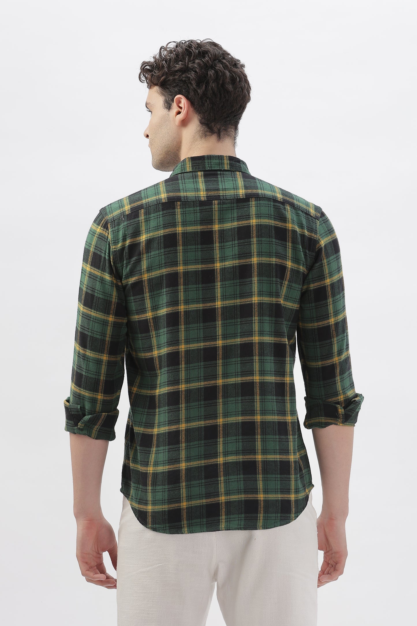 Two-Tone Green and Yellow Checked Shirt