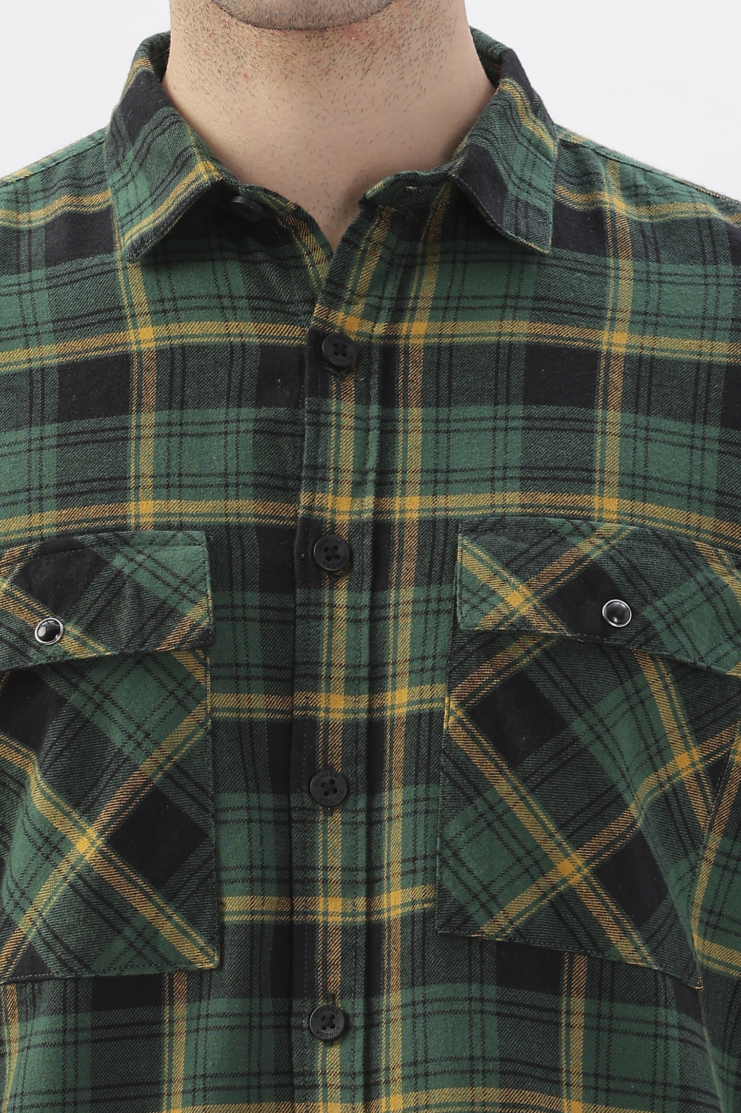 Two-Tone Green and Yellow Checked Shirt