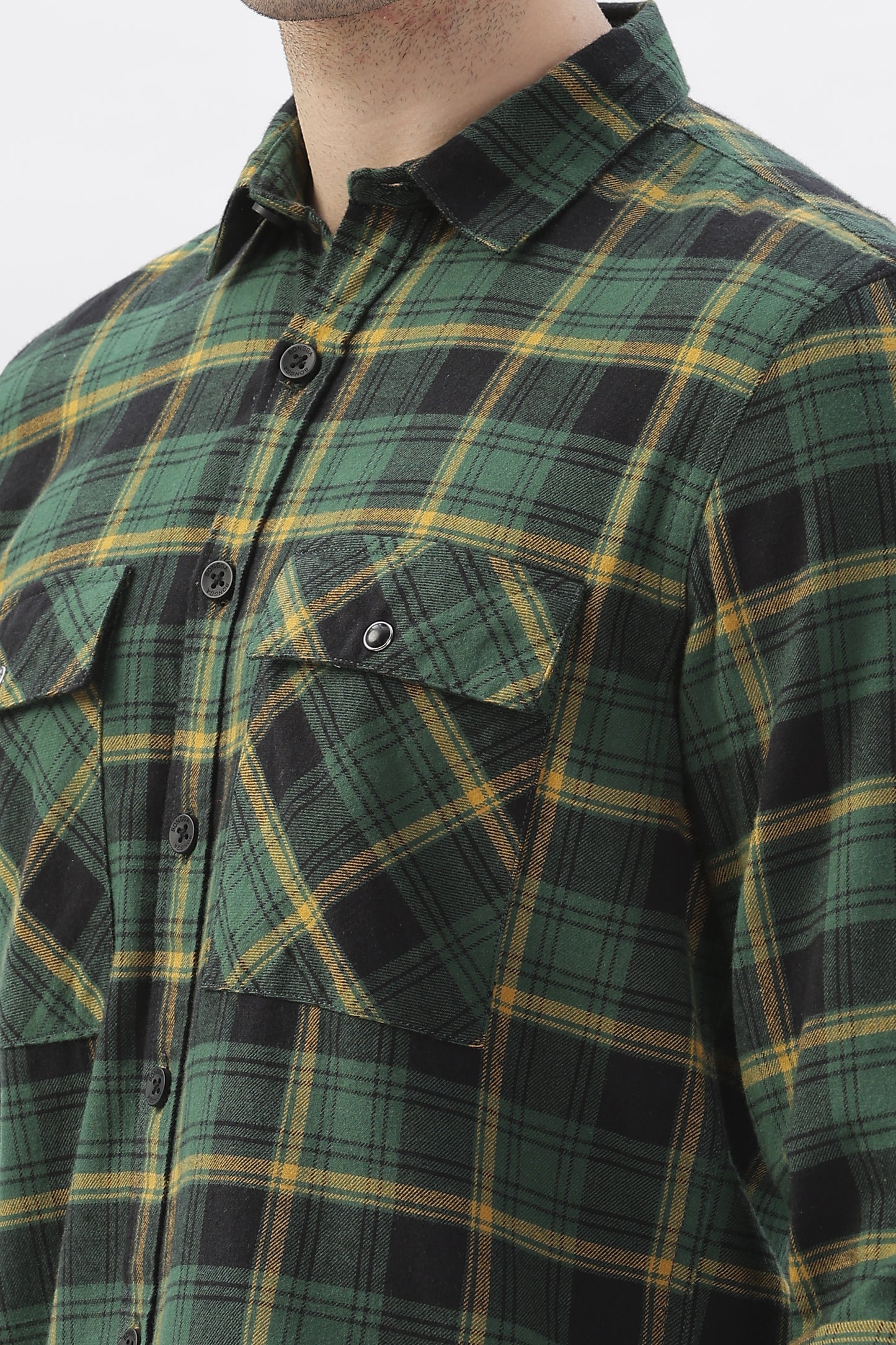 Two-Tone Green and Yellow Checked Shirt