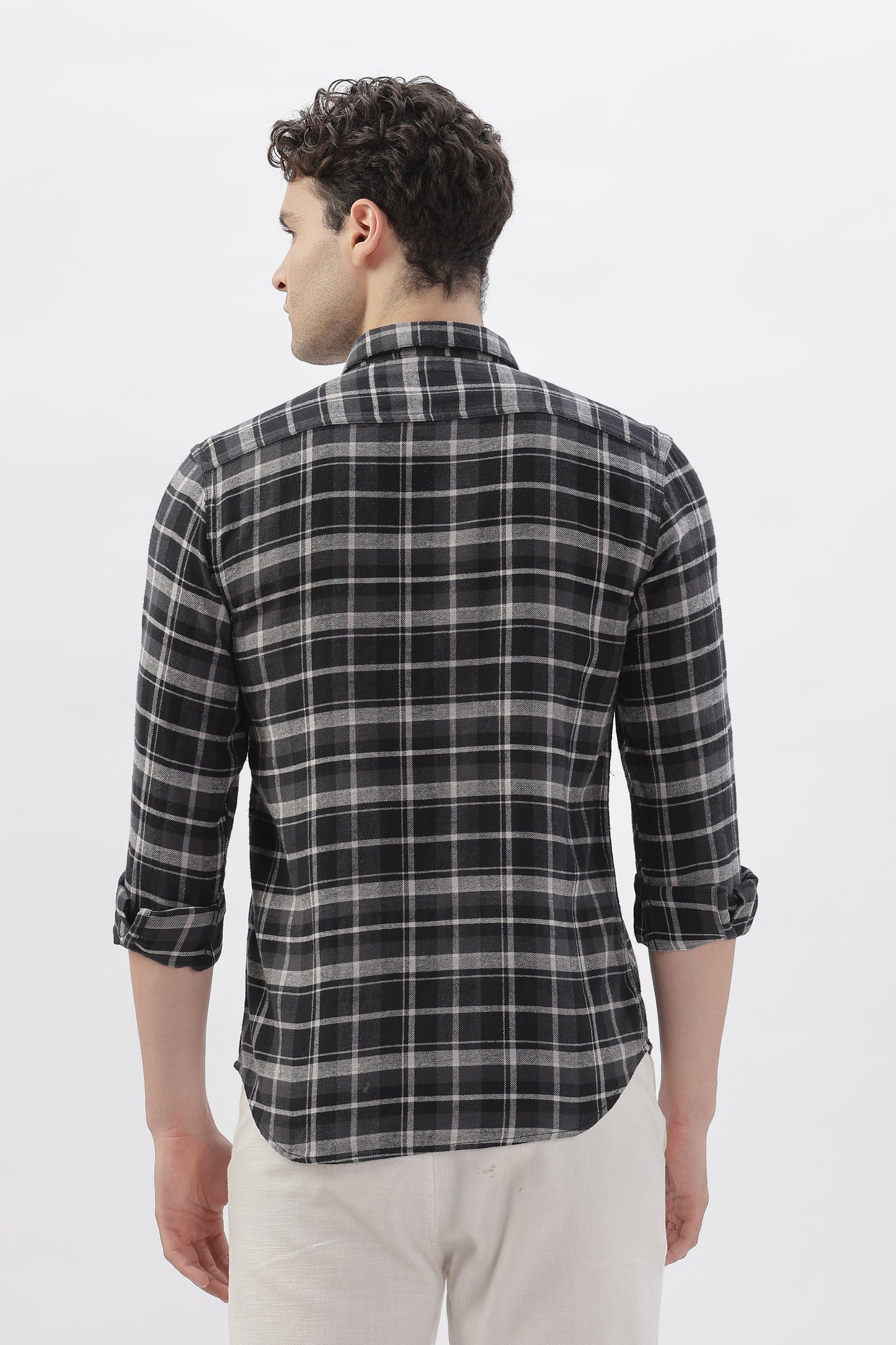 Double Pocket Black Checkered Shirt