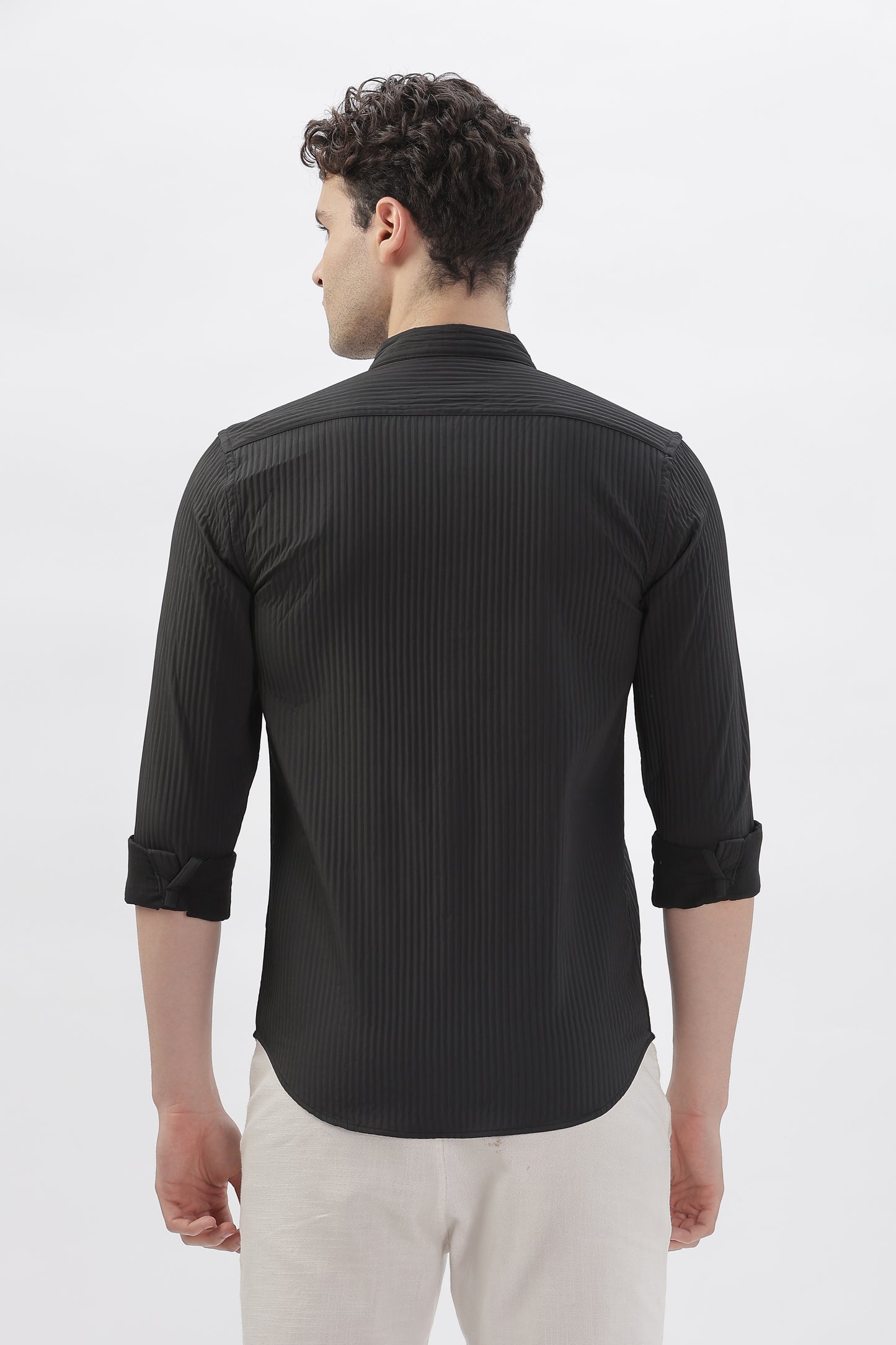 Black Shirt with Popped Lines