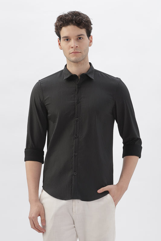Black Shirt with Popped Lines