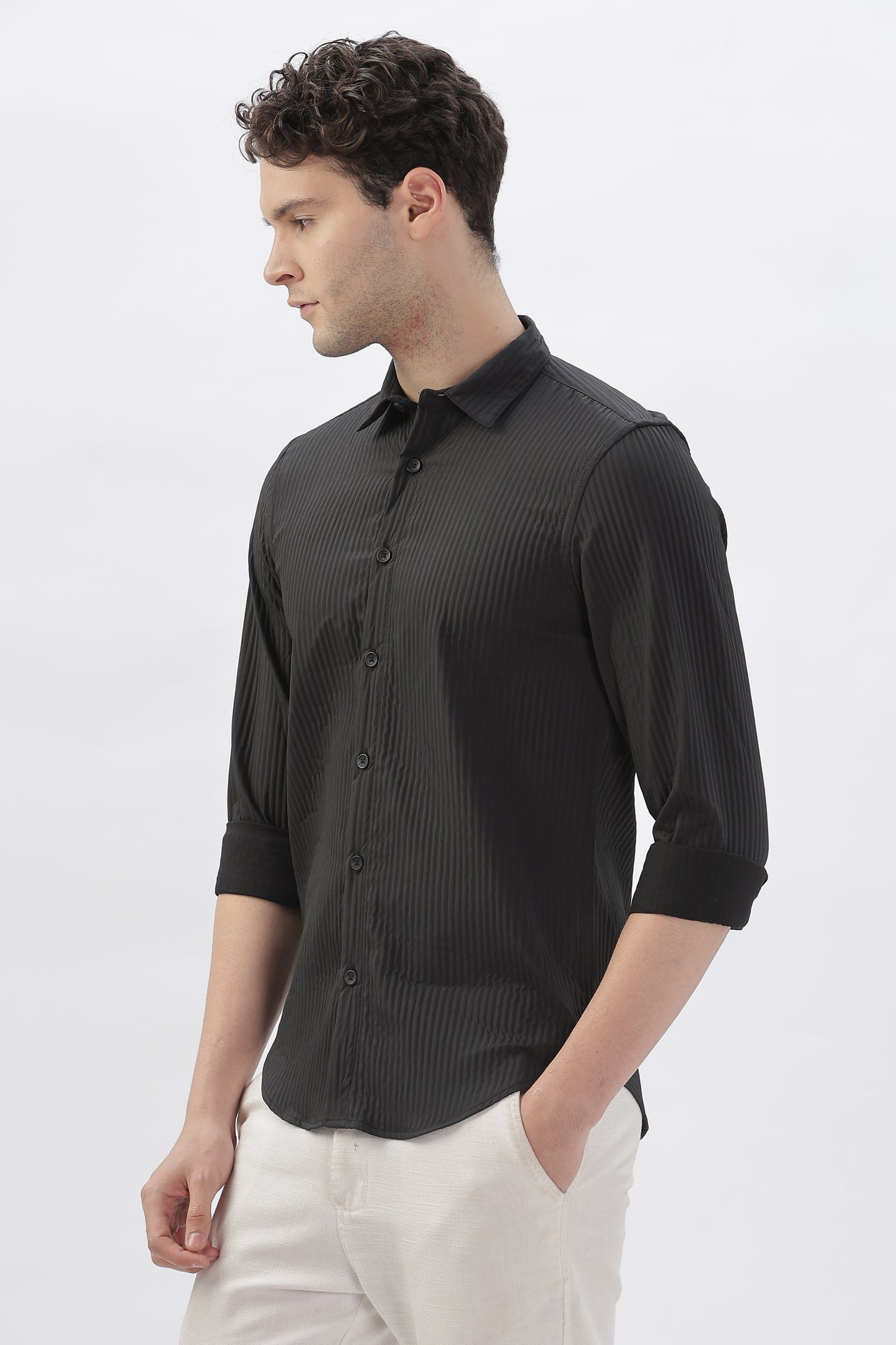 Black Shirt with Popped Lines